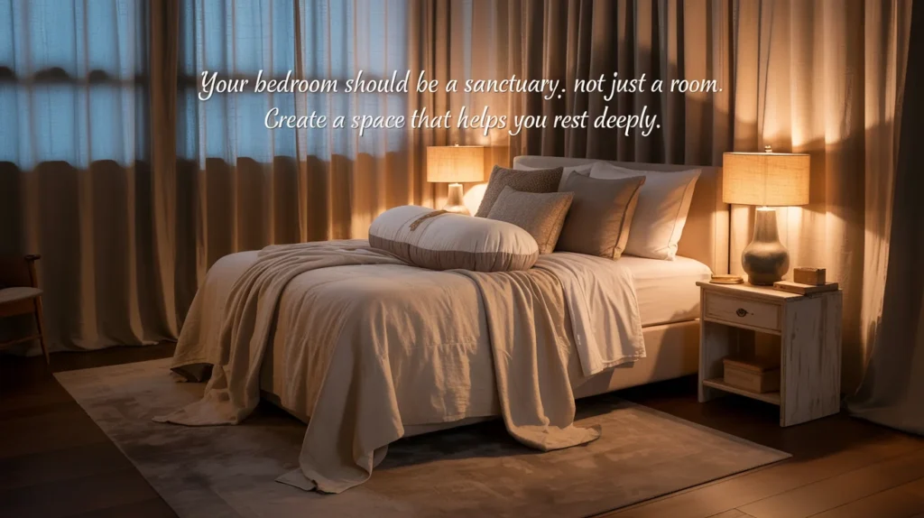 Your bedroom should be a sanctuary, not just a room. Create a space that helps you rest deeply.